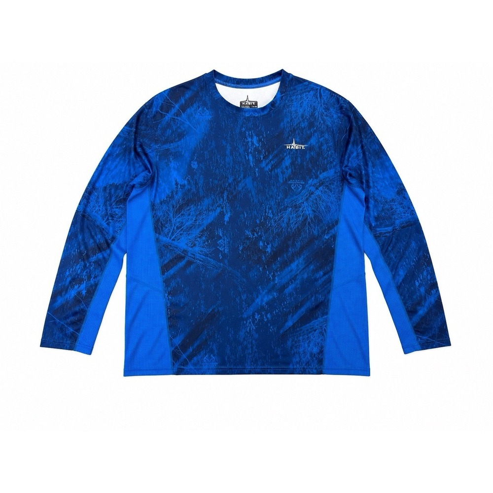 Habit Realtree Fishing Shirt Mens XL Blue Camo Long Sleeve Performance Mesh Top
